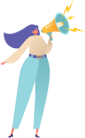 vector woman using megaphone