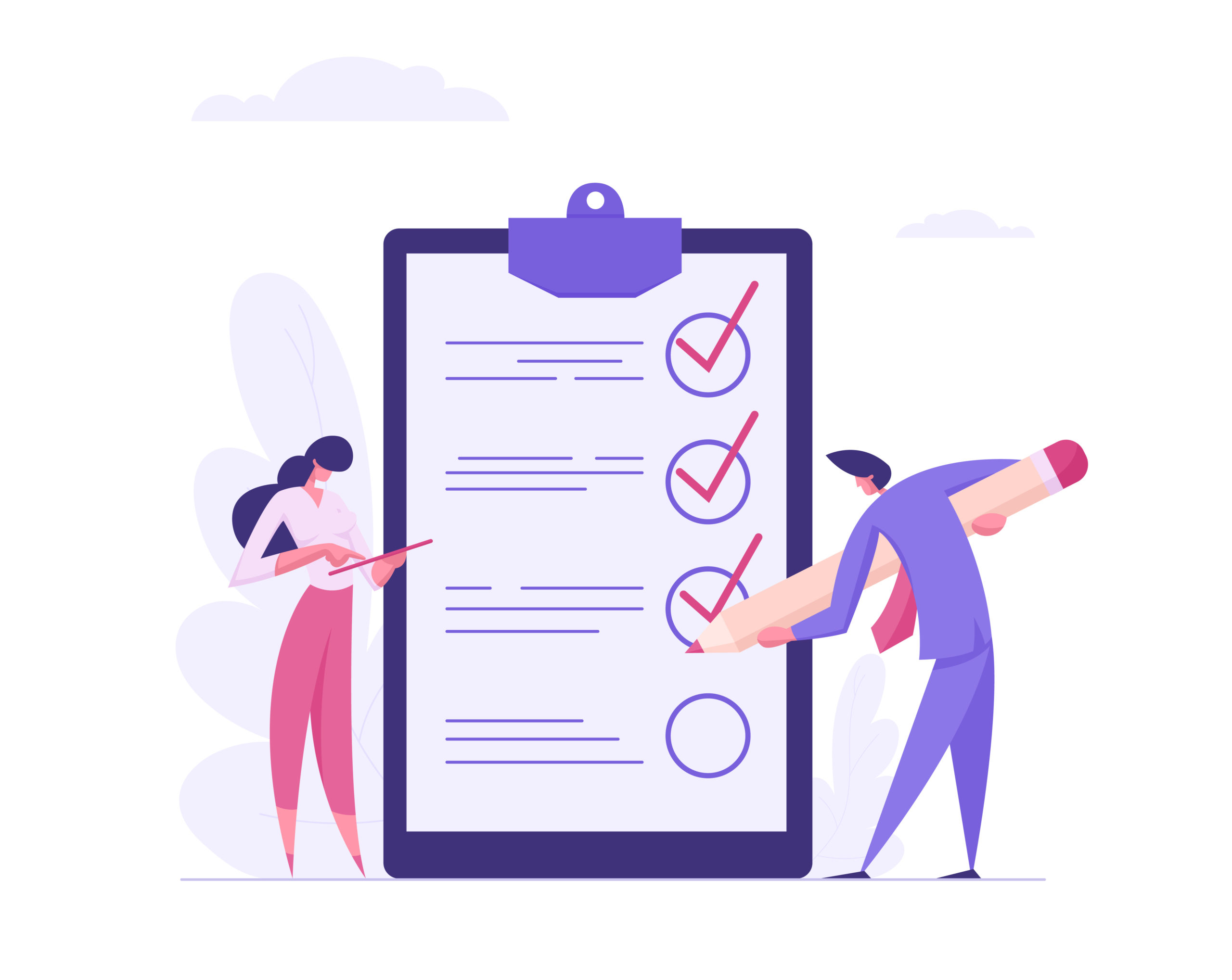 checklist vector art with 2 people